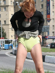 Girl peeing in public 14
